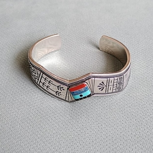 Roderic Tenorio Southwest Sterling Cuff Bracelet - Picture 2 of 12
